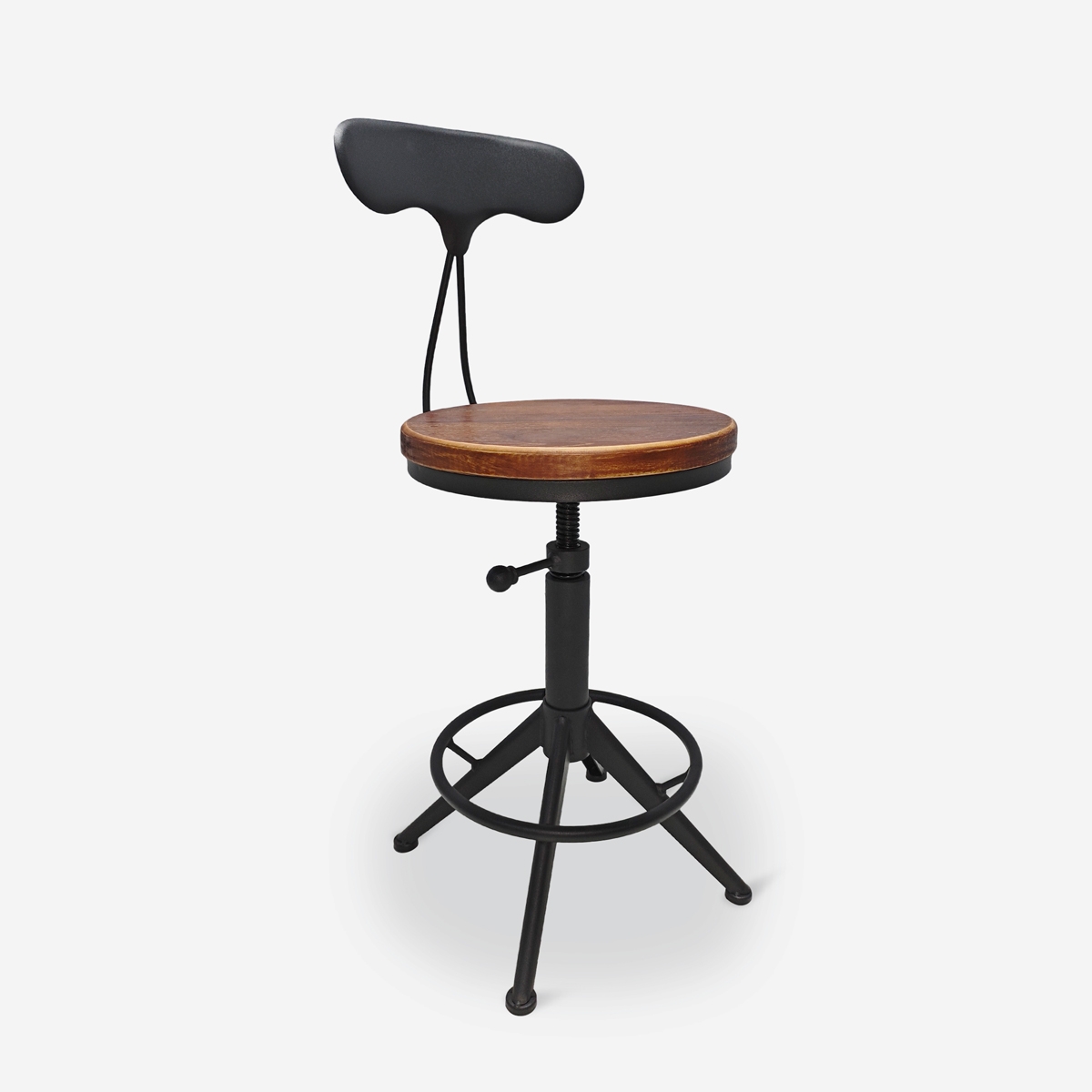Hocker drehbar verstellbar im Vintage-Stil mit Rückenlehne Crewi Back