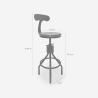 Hocker im Vintage-Stil verstellbar für Bar & Küche mit Rückenlehne Junt Sales