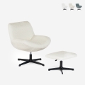Sessel Wohnzimmer ergonomisch drehbar aus Bouclé mit Fußstütze Janes Aktion