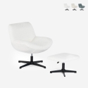Sessel Wohnzimmer ergonomisch drehbar aus Bouclé mit Fußstütze Janes Maße