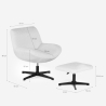 Sessel Wohnzimmer ergonomisch drehbar aus Bouclé mit Fußstütze Janes 
