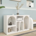 Weiße Design-Konsole für den Eingangsbereich mit geschwungenen Fächern 120x37cm Liva Lagerbestand