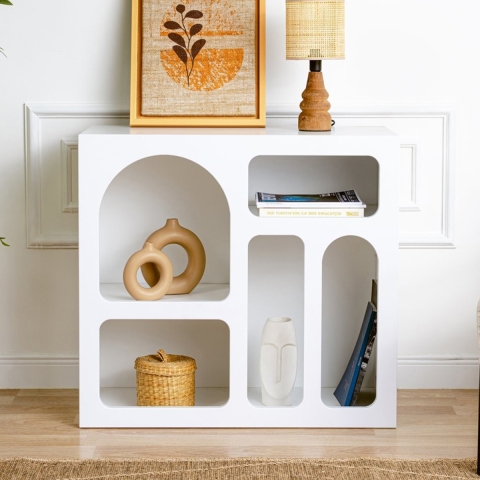 Lessa Design-Bücherregal mit weißen, geschwungenen Fächern, 80x37x74cm Aktion