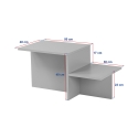 Moderner asymmetrischer Couchtisch mit 2 Ablagen Harmony 