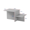 Moderner asymmetrischer Couchtisch mit 2 Ablagen Harmony 