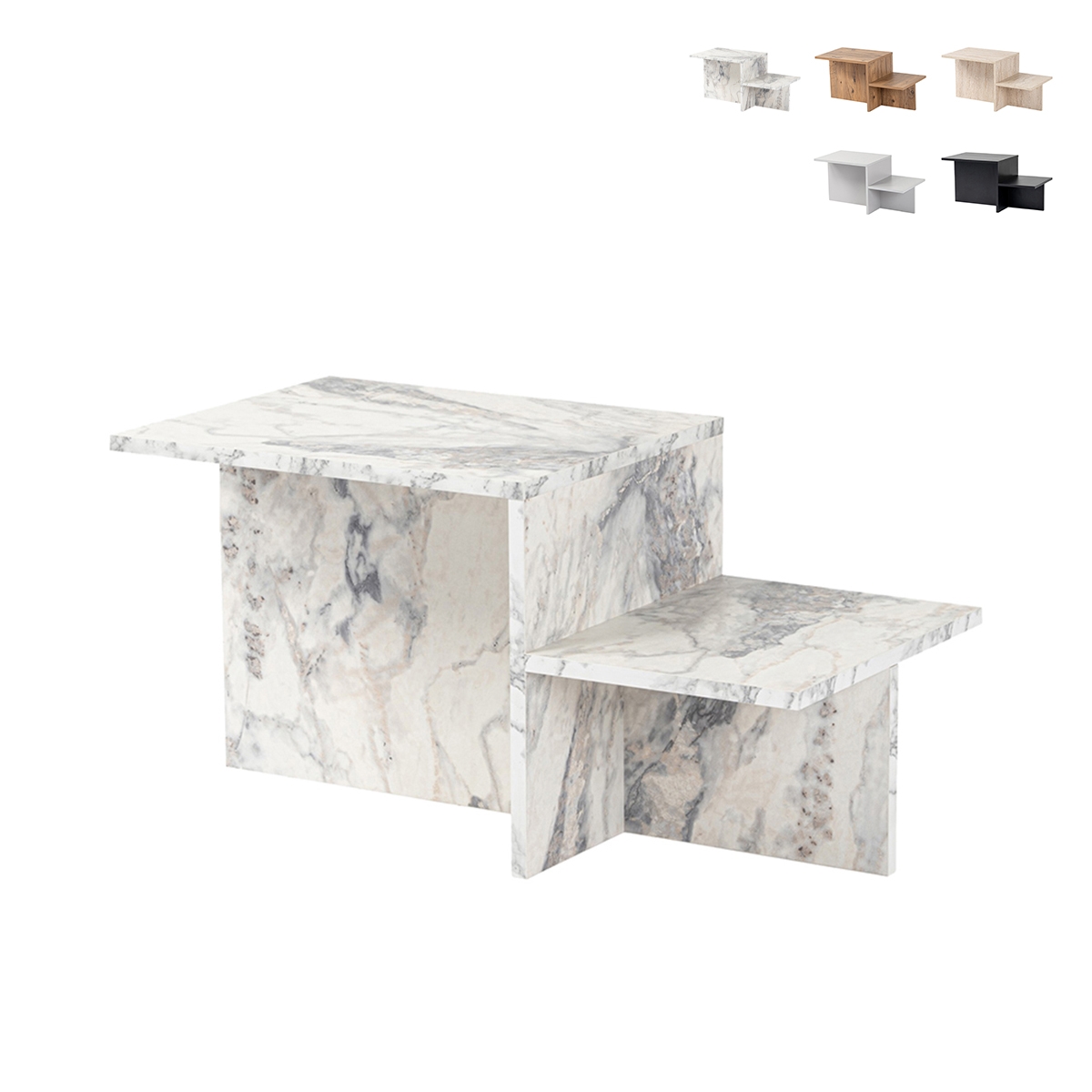 Moderner asymmetrischer Couchtisch mit 2 Ablagen Harmony Aktion Moderner asymmetrischer Couchtisch mit 2 Ablagen Harmony Aktion