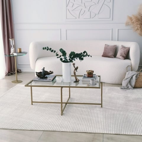 Rechteckiger Couchtisch aus Glas und Metall 94x64x35cm Sun Aktion
