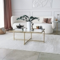 Rechteckiger Couchtisch aus Glas und Metall 94x64x35cm Sun Verkauf