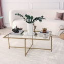 Rechteckiger Couchtisch aus Glas und Metall 94x64x35cm Sun Sales