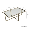 Rechteckiger Couchtisch aus Glas und Metall 94x64x35cm Sun Maße