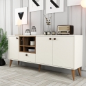 Anrichte Napoli Weiß und Holz 180x35cm mit Türen für das Wohnzimmer Verkauf