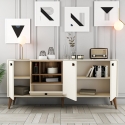 Anrichte Napoli Weiß und Holz 180x35cm mit Türen für das Wohnzimmer Rabatte