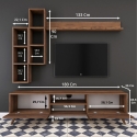 TV-Wohnwand mit Regal und offenen Fächern 180x35cm Mary Maße