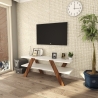 Design-TV-Schrank 120 cm Weiß und Holz mit 2 Regalböden Basic Verkauf