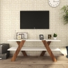 Design-TV-Schrank 120 cm Weiß und Holz mit 2 Regalböden Basic Angebot