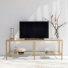 Moderner Metall- und Glastisch für Fernseher, 130 cm, Goldy Verkauf