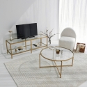 Moderner Metall- und Glastisch für Fernseher, 130 cm, Goldy Angebot