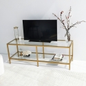 Moderner Metall- und Glastisch für Fernseher, 130 cm, Goldy Sales