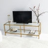 Moderner Metall- und Glastisch für Fernseher, 130 cm, Goldy Sales