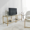 Moderner Metall- und Glastisch für Fernseher, 130 cm, Goldy Rabatte