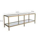 Moderner Metall- und Glastisch für Fernseher, 130 cm, Goldy Modell