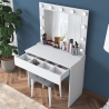 Mobile Schminktisch mit LED-Spiegel, Schublade und Hocker Tabs Angebot