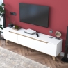 Moderner TV-Ständer 180cm Weiß und Holz mit 3 Türen Amelia Angebot