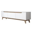 Moderner TV-Ständer 180cm Weiß und Holz mit 3 Türen Amelia Katalog