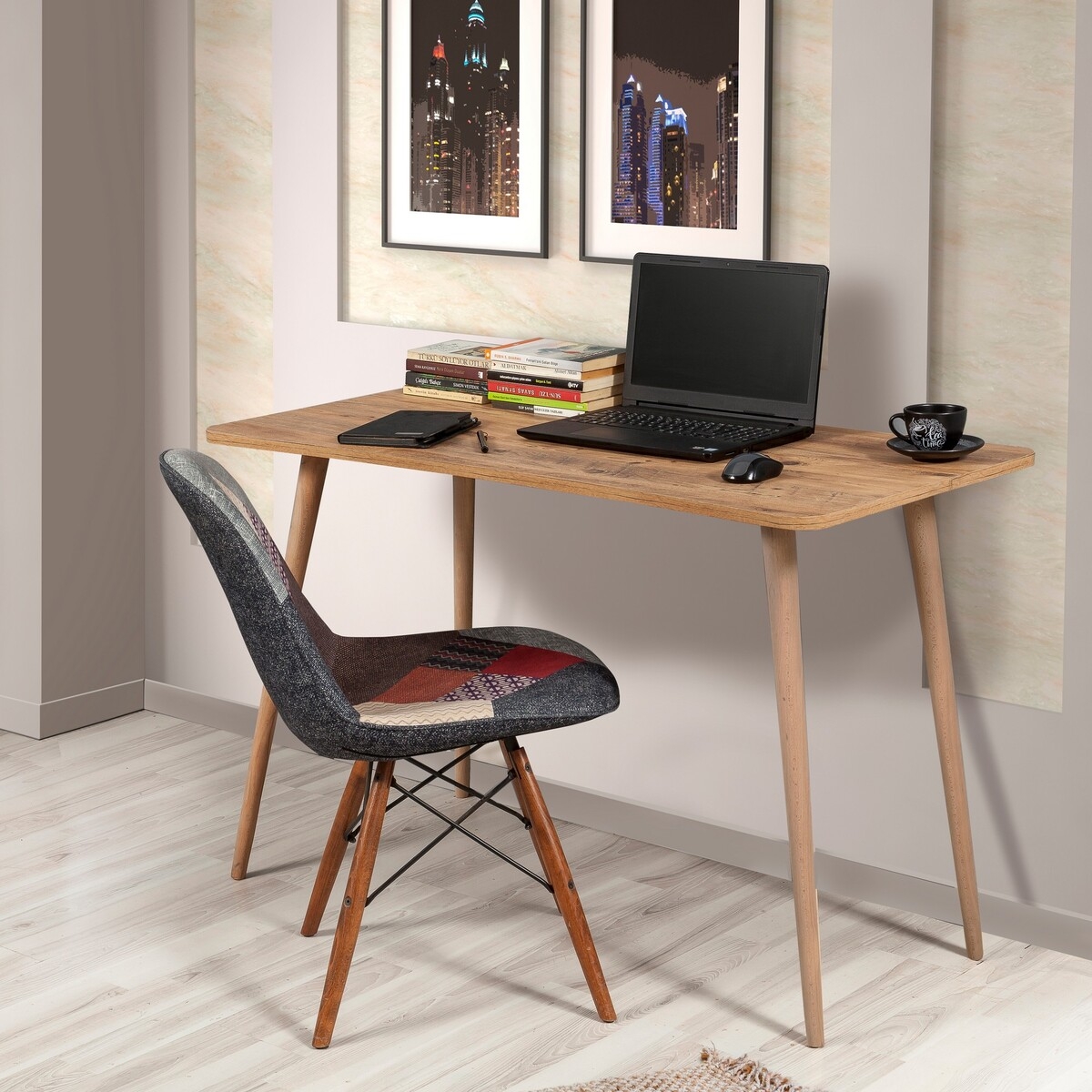 Moderne Büroschreibtisch aus Holz 120x60 cm natur Fabio