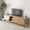Moderner TV-Schrank 180 cm, 3 Türen, Weiß und Holz, Fiona Verkauf