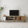 Moderner TV-Schrank 180 cm, 3 Türen, Weiß und Holz, Fiona Sales