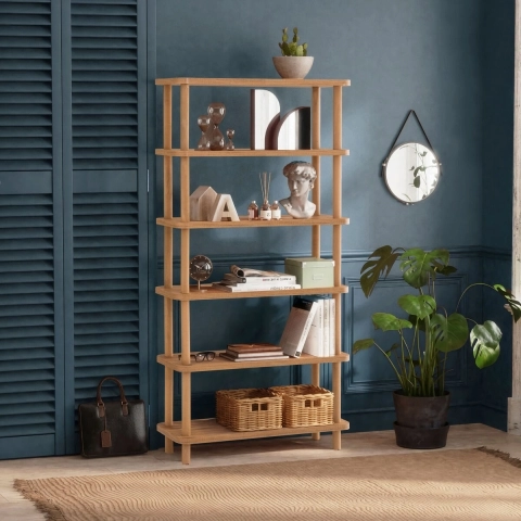 Moderne Holz-Bücherregal mit 5 Regalböden 80x168x28cm natur Gala Aktion