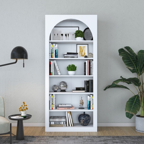 Weißes bogenförmiges Wandregal Curvy 180x31x80 cm mit 5 Regalböden Aktion