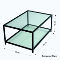 Moderner Couchtisch 90x60cm aus Metall und Glas Astro 