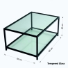 Moderner Couchtisch 90x60cm aus Metall und Glas Astro 