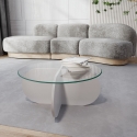 Runder Design-Couchtisch aus Holz und Glas, 75x35 cm Rabatte
