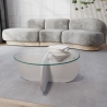 Runder Design-Couchtisch aus Holz und Glas, 75x35 cm Rabatte