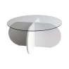 Runder Design-Couchtisch aus Holz und Glas, 75x35 cm Lagerbestand