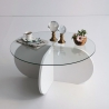 Runder Design-Couchtisch aus Holz und Glas, 75x35 cm Auswahl