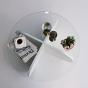 Runder Design-Couchtisch aus Holz und Glas, 75x35 cm Eigenschaften