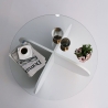 Runder Design-Couchtisch aus Holz und Glas, 75x35 cm Eigenschaften