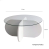 Runder Design-Couchtisch aus Holz und Glas, 75x35 cm 