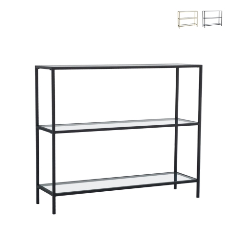 Moderne Eingangs-Konsole aus Metall und Glas mit 3 Ablagen 100x30x85cm Lola Aktion