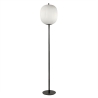 Stehlampe aus schwarzem Metall mit geblasenem Glasschirm Domizia-A Sales