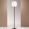 Stehlampe aus schwarzem Metall mit geblasenem Glasschirm Domizia-A Verkauf