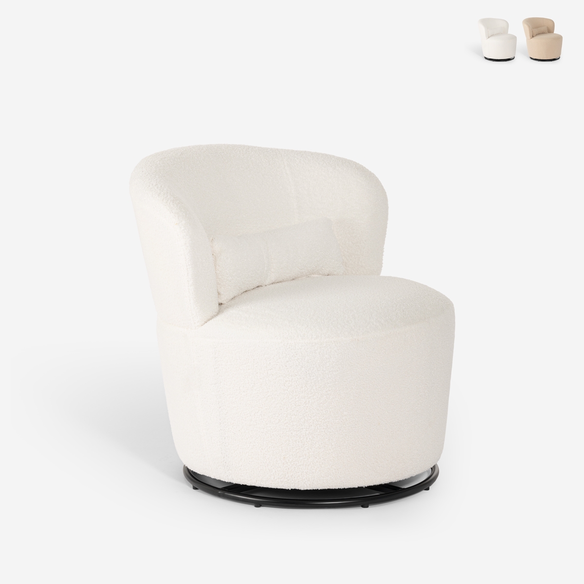 Sessel modern drehbar Wohnzimmer aus Bouclé-Stoff Yammy