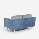 Sofa 2-Sitzer aus zweifarbigem grauem und blauem Stoff mit Wechselkissen Biko Sales