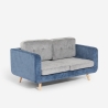 Sofa 2-Sitzer aus zweifarbigem grauem und blauem Stoff mit Wechselkissen Biko Verkauf