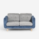 Sofa 2-Sitzer aus zweifarbigem grauem und blauem Stoff mit Wechselkissen Biko Angebot