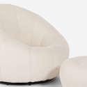 Sessel-Set aus weißem Designer-Bouclé mit Fußhocker drehbar Kuma Sales